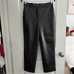 Aritzia Babaton Vegan Leather Straight-leg Pants in size 6 in Black